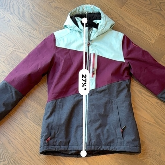 KILLTEC Torey JR ski jacket coat kids teal and burgundy size 16 junior K - Picture 7 of 9